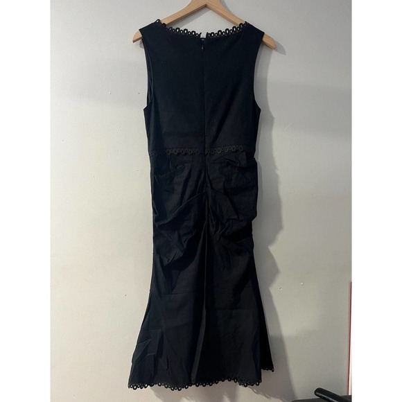 Nicole Miller v-neck linen blend black midi dress size 12 - Picture 5 of 9